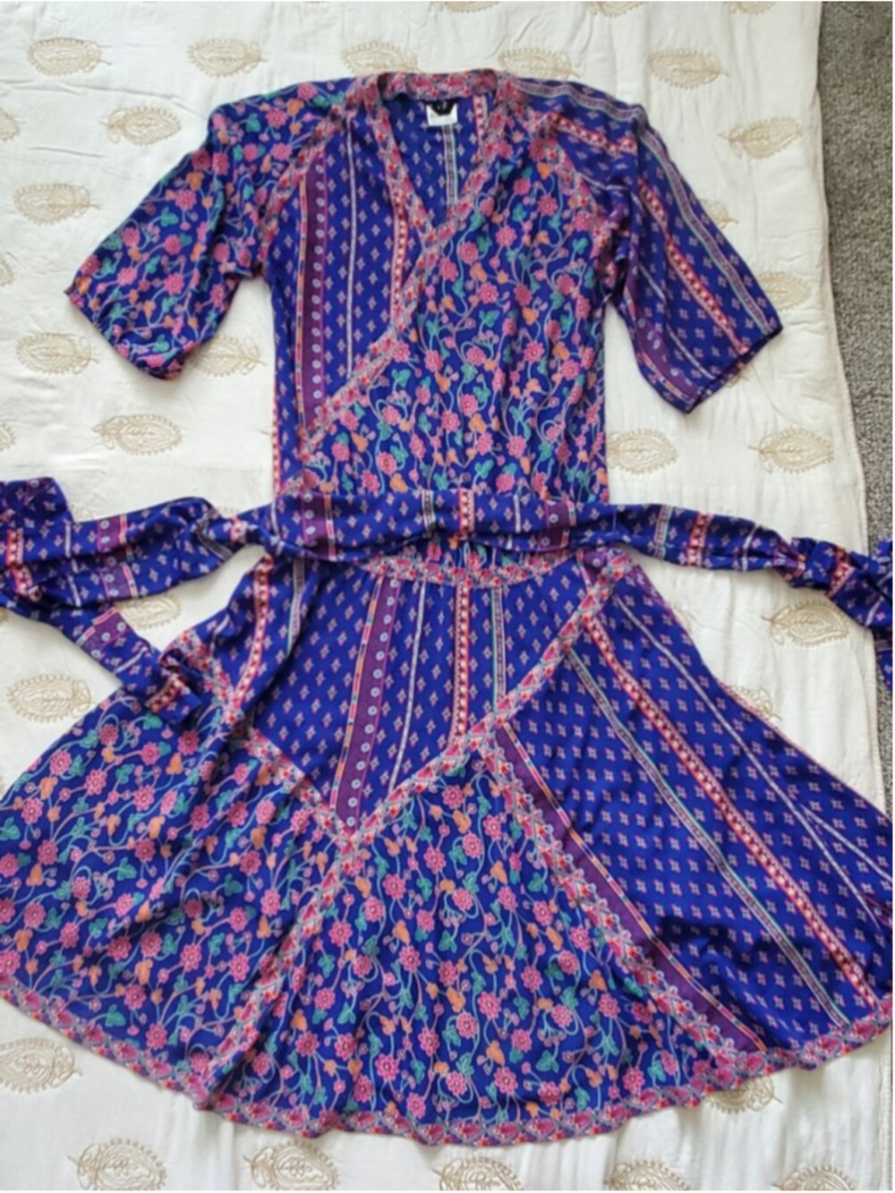 Diane Freis Georgette vintage drop waist boho dress.